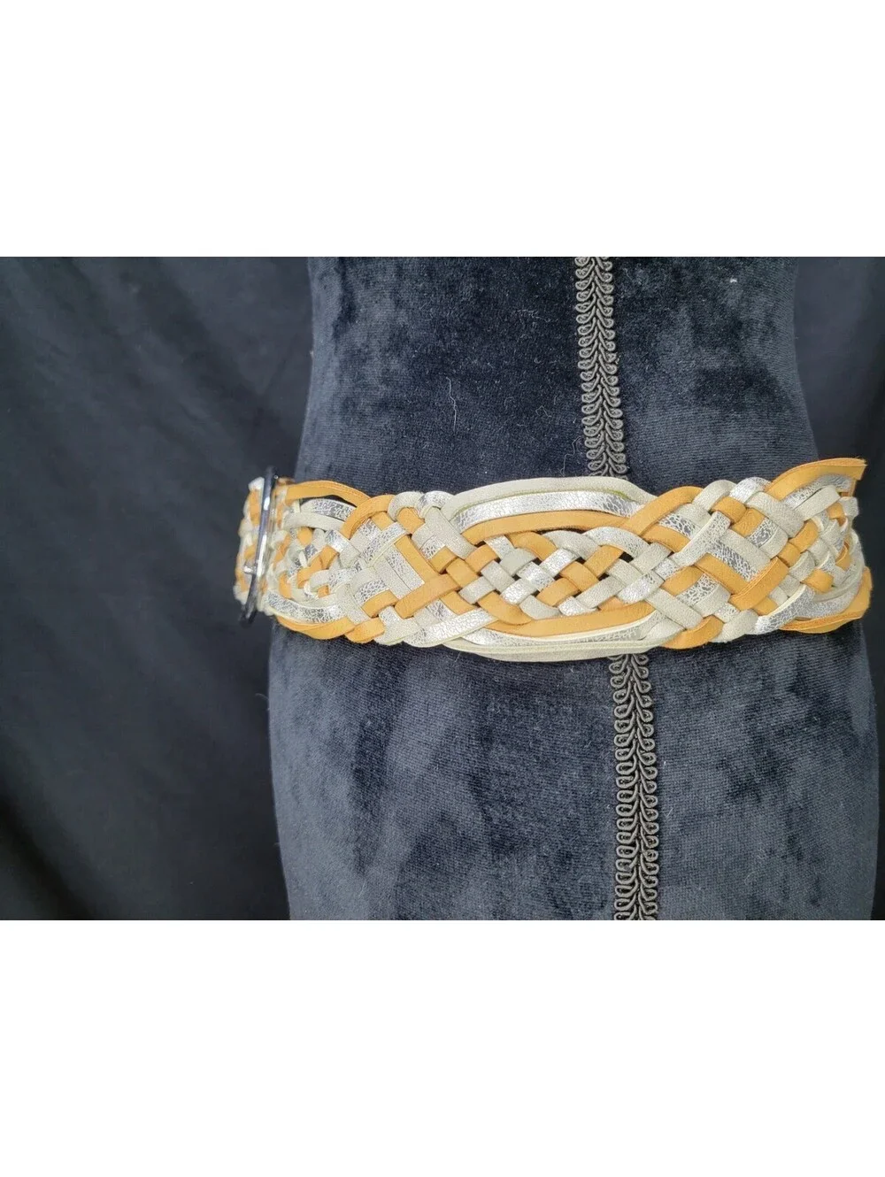 2x INC International Concepts Womens Braided Woven Belt Brown/Silver Size Small